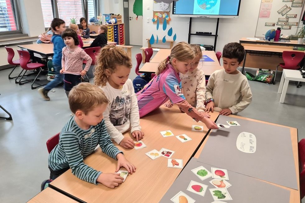 Kinder ordnen Gemüse und Obst nach saisonal und regional 