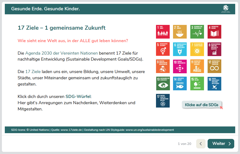 SDG-Würfel für Kinder